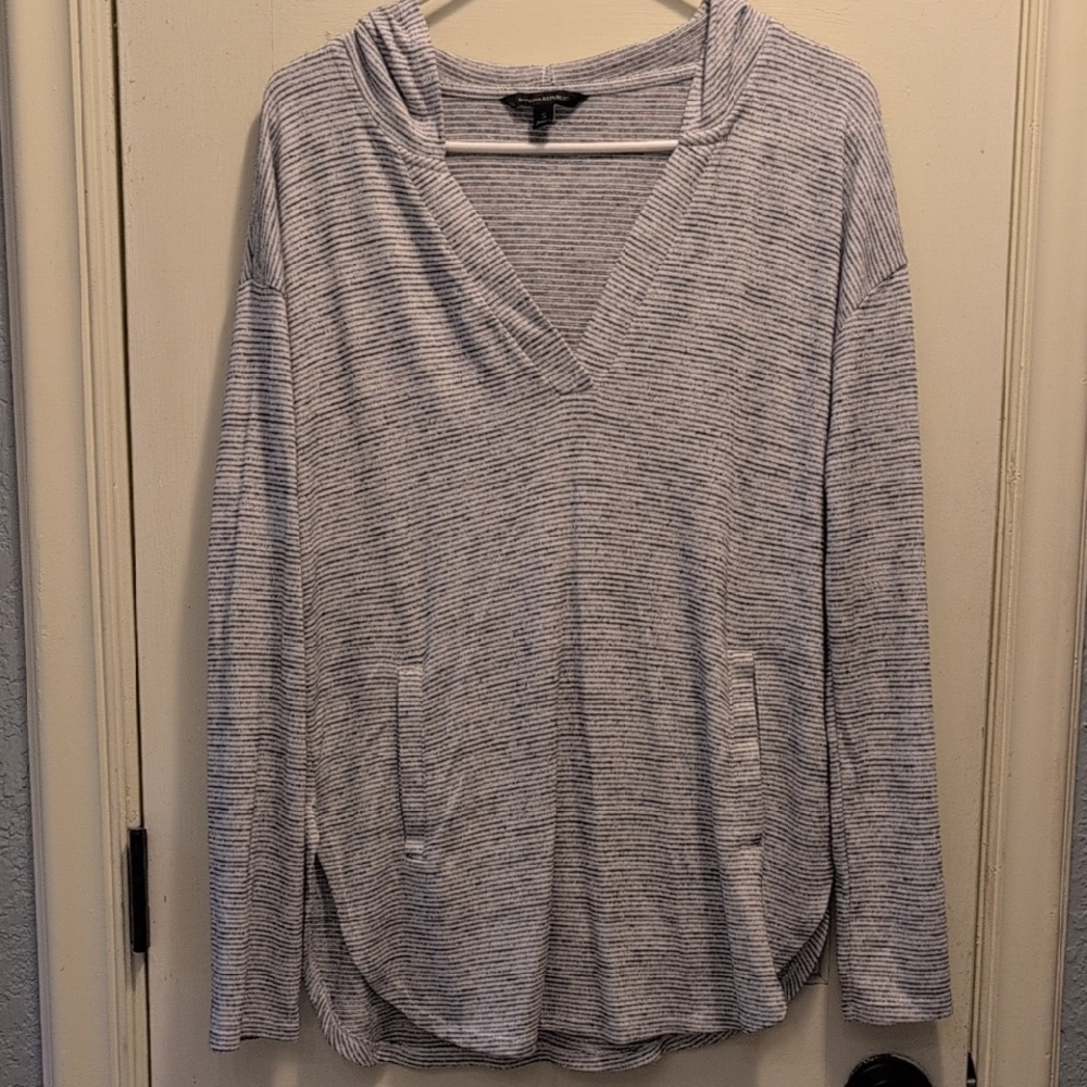 Striped Gray Women's Hoodie Top